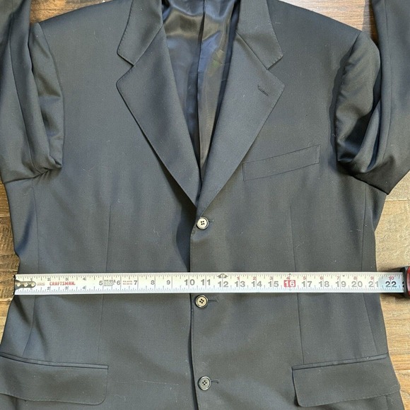 CANALI Mens 3 Button Suit Jacket Lana Wool Blazer Coat Black Mens 44 L FLAWS - Picture 5 of 13